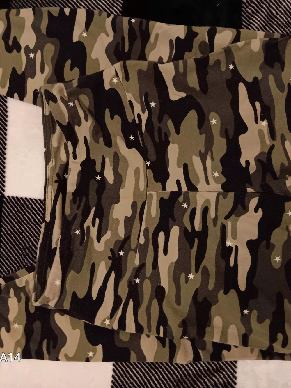 No Boundaries Women’s Camo Leggings with Star Accents - Olive, Black, Tan